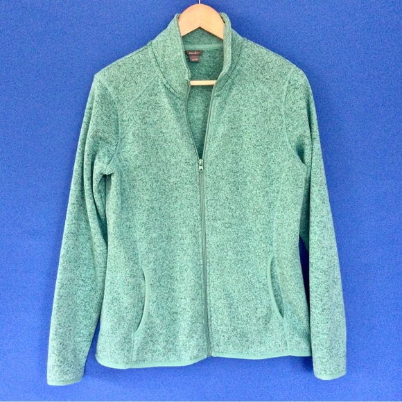 Eddie Bauer Large Zip Up Fleece jacket Teal Cozy - Picture 4 of 14